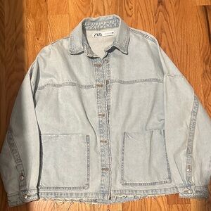 Zara Light Blue Wash Trucker Denim Jacket